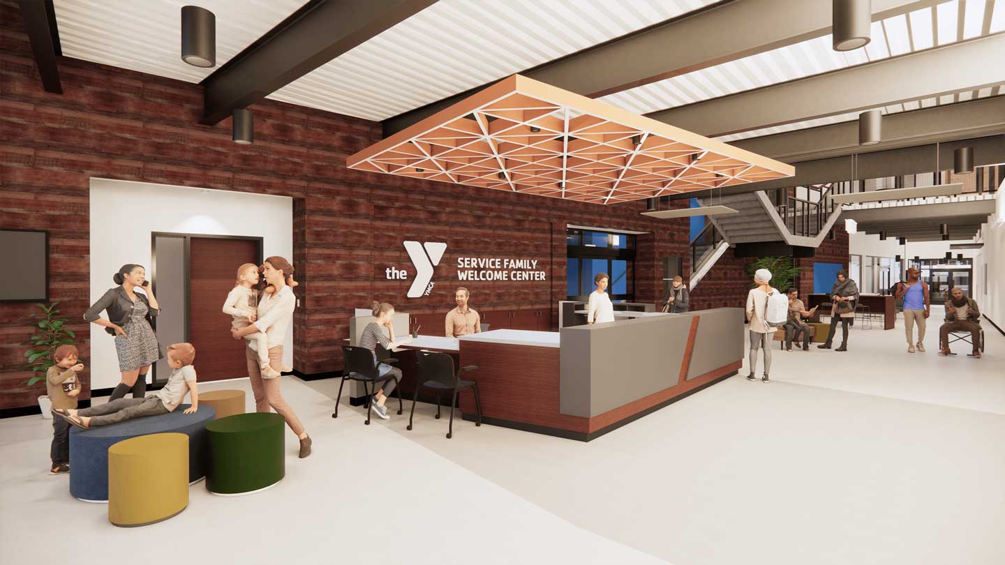 new eugene ymca lobby and welcome center