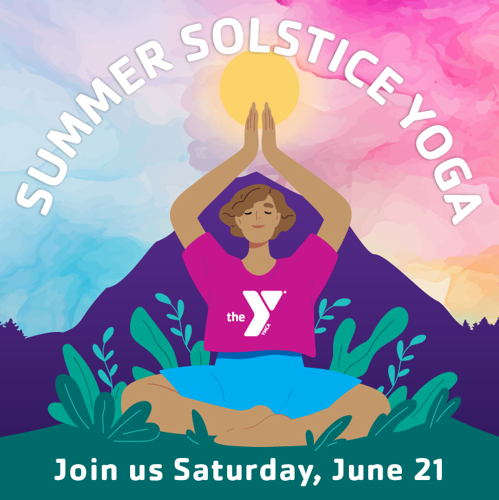 Summer Solstice Yoga artwork of woman practicing yoga outdoors