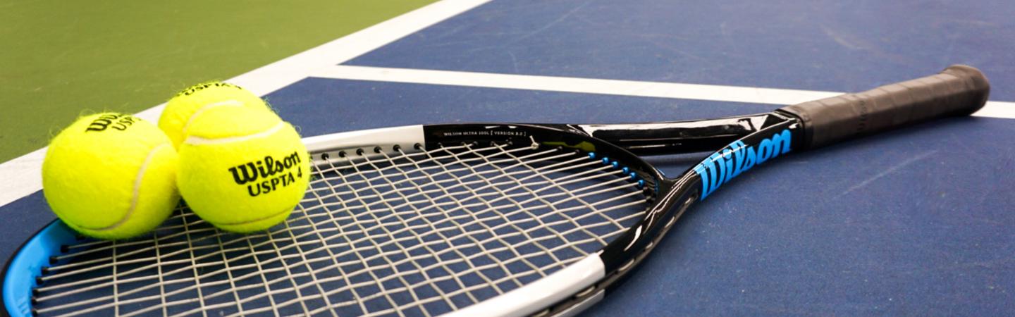 tennis balls and racket