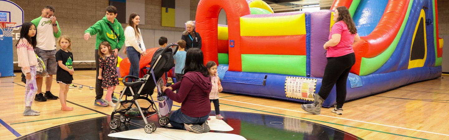 families having fun at a YMCA event