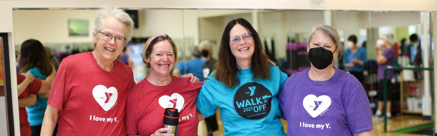 Members taking a group fitness class at the Eugene YMCA