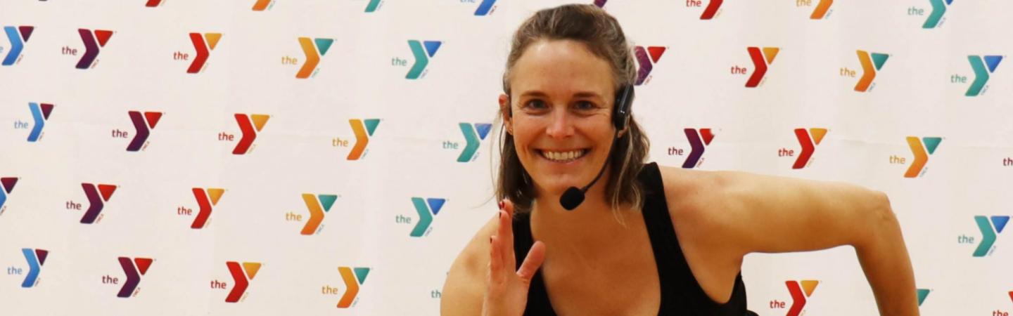 YMCA fitness teacher teaching classes on the yhub