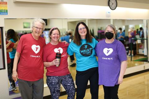 Members taking a group fitness class at the Eugene YMCA