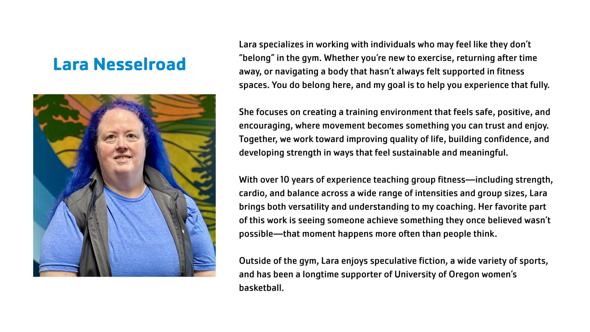 Trainer biography, slide 12