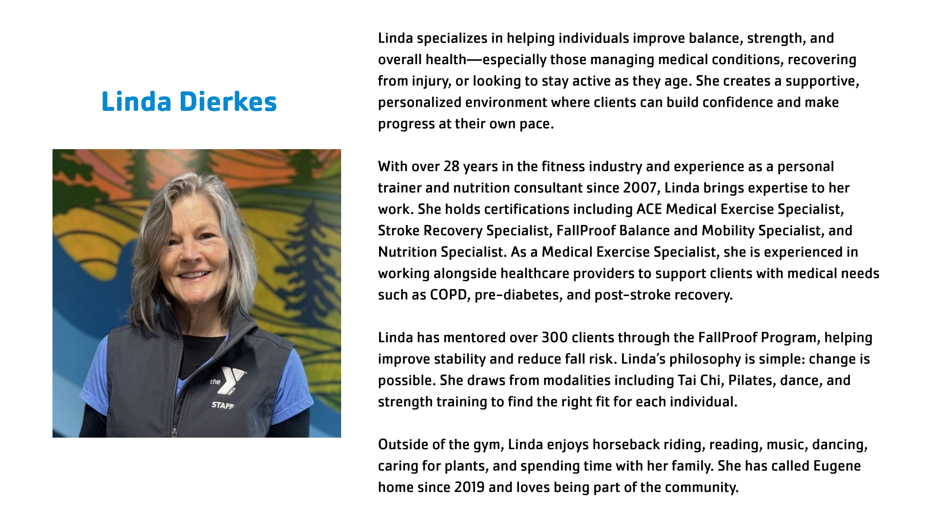 Trainer biography, slide 13