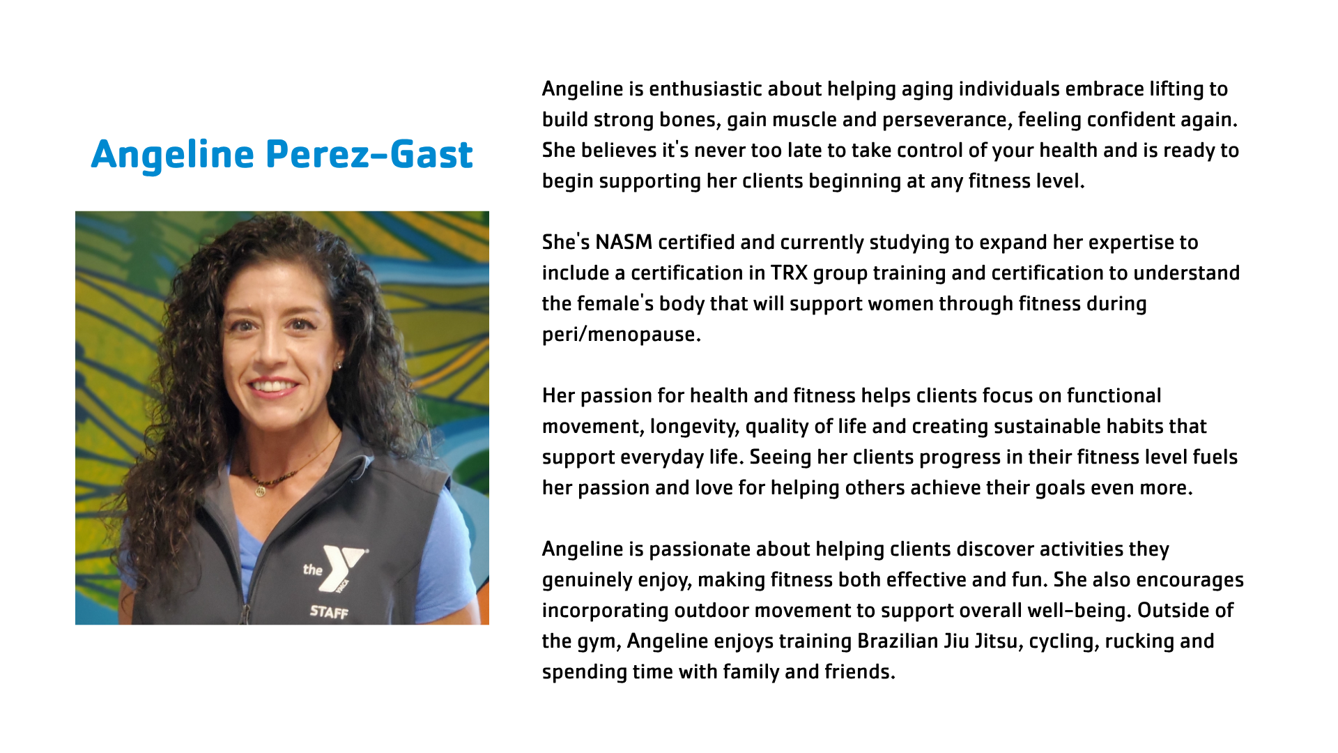 Trainer biography, slide 1